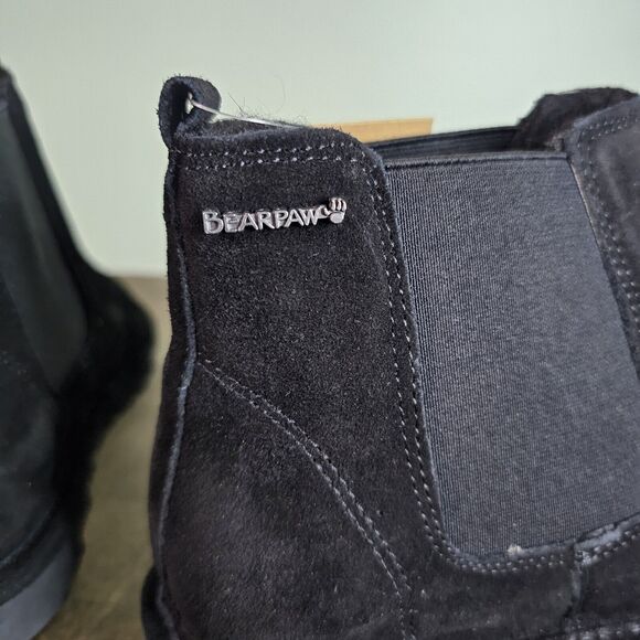 Bearpaw Size 9 Women's Drew Black Suede Wool Lined Ankle Pull On Boots NEW - Picture 5 of 11